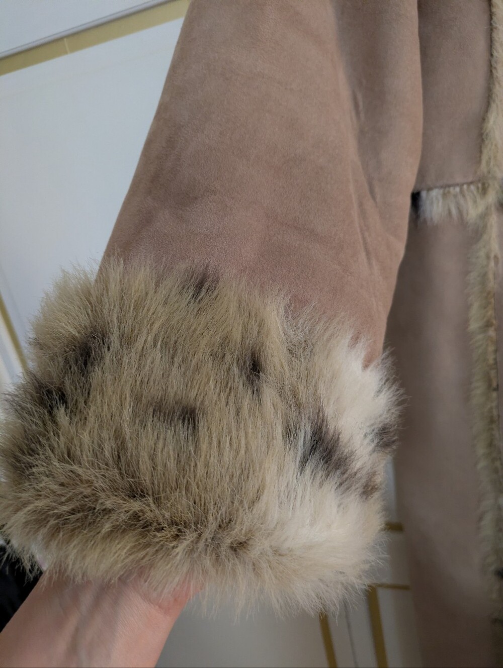 3X Womens Faux Shearling Coat with Fur Trim - Ankle Length - Picture 5 of 16